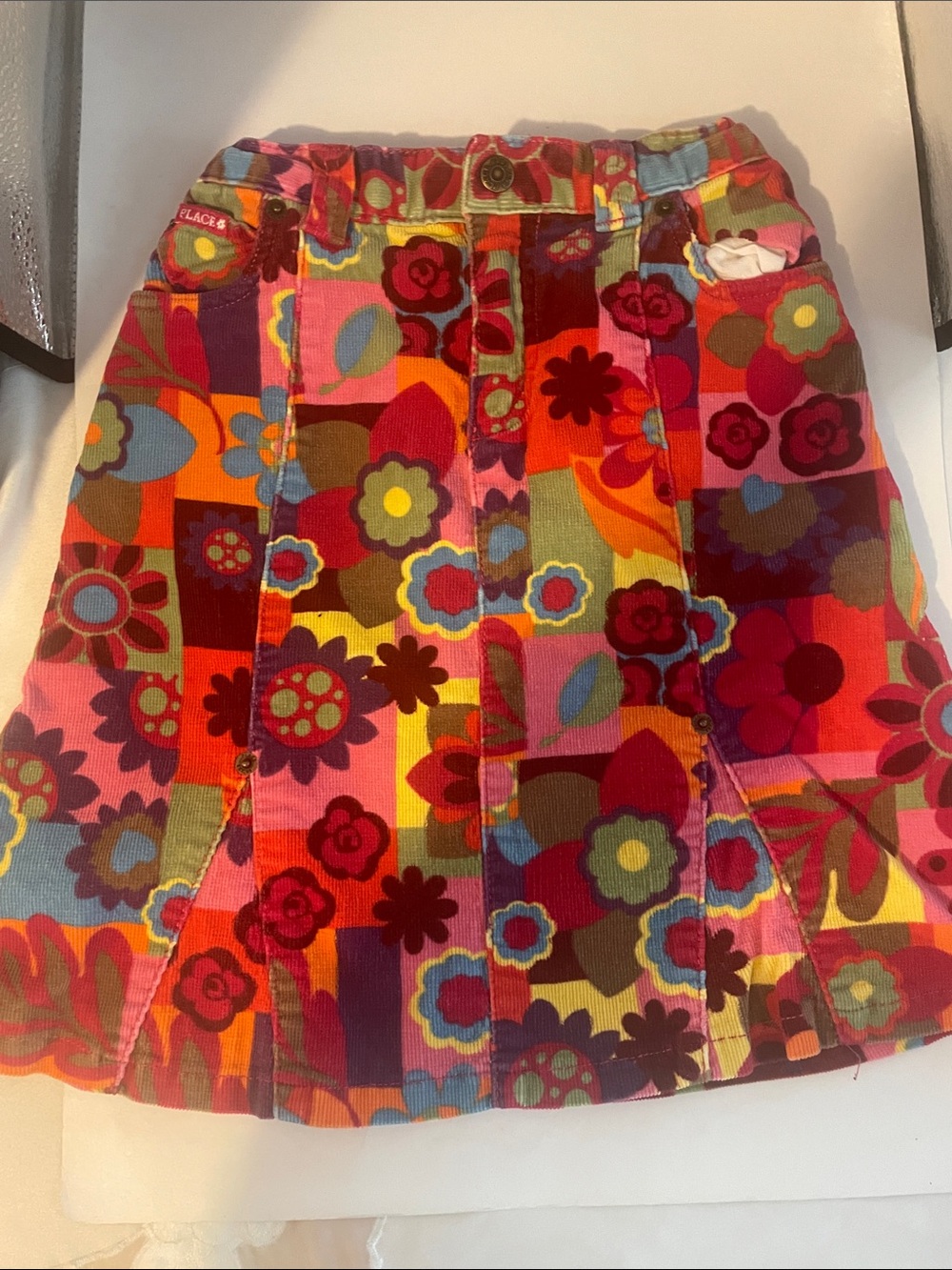 Vintage The Children's Place Pink Multi Floral Patchwork A-Line Skirt 000905